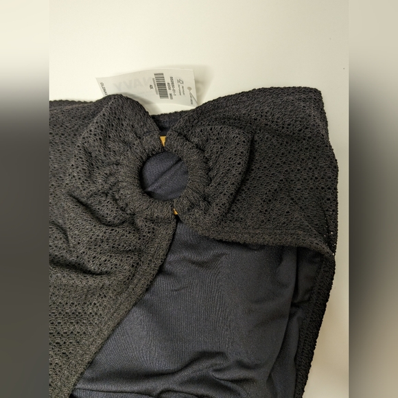 NWT Old Navy 4X Mid-Rise Crochet Knit O-Ring French Cut Bikini Bottom Black Jack - Picture 3 of 13